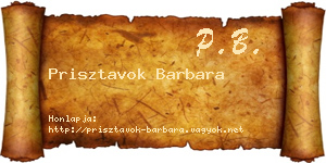 Prisztavok Barbara névjegykártya